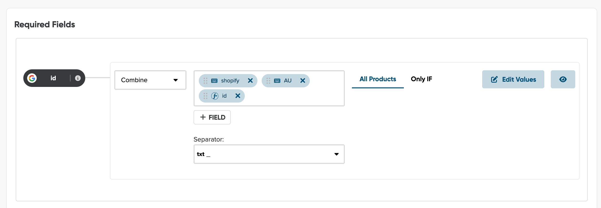 DataFeedWatch building a required field by combining source attributes